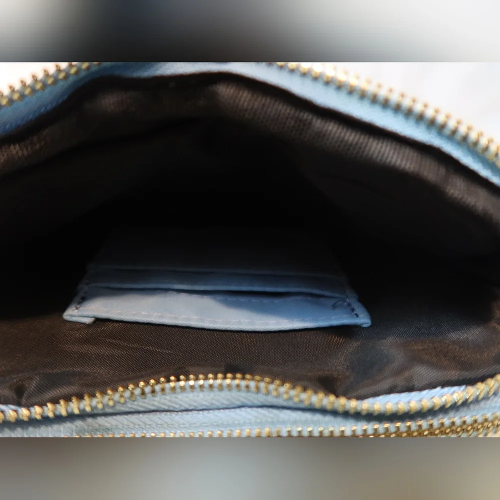 ZORFIN Powder Blue Fanny Pack Women's Fashion Waist Belt Bag 4 Zipper Pockets